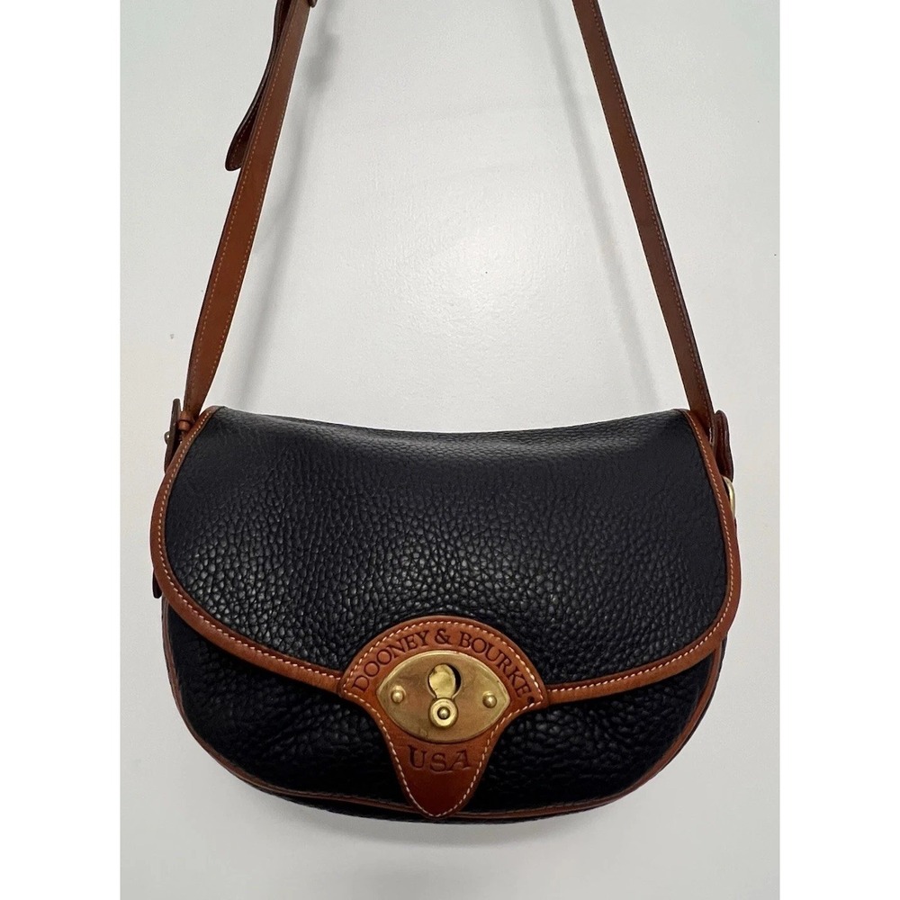 Dooney & Bourke Saddlebag Handbag Purse Crossbody Pebble Leather USA VTG Y2K 90s